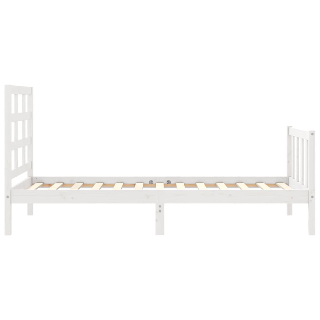 Bedframe Met Hoofdbord Massief Hout 100 x 200 cm Wit