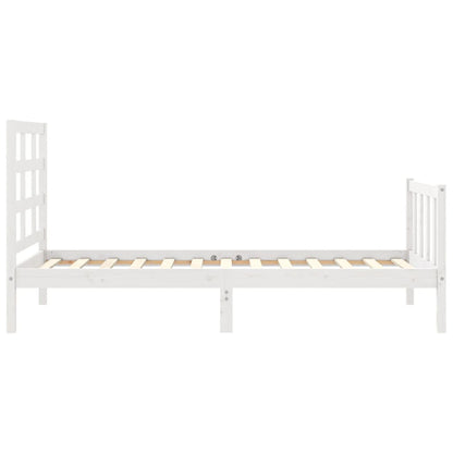 Bedframe Met Hoofdbord Massief Hout 100 x 200 cm Wit