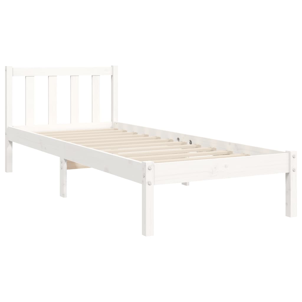 Bedframe Met Hoofdbord Massief Hout 100 x 200 cm Wit