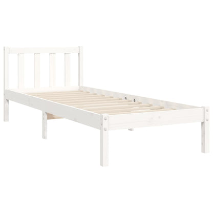 Bedframe Met Hoofdbord Massief Hout 100 x 200 cm Wit