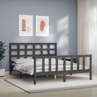 Bedframe Met Hoofdbord Massief Hout 160 x 200 cm Grijs