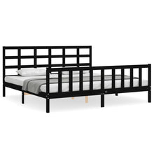 Bedframe Met Hoofdbord Massief Hout 200 x 200 cm Zwart