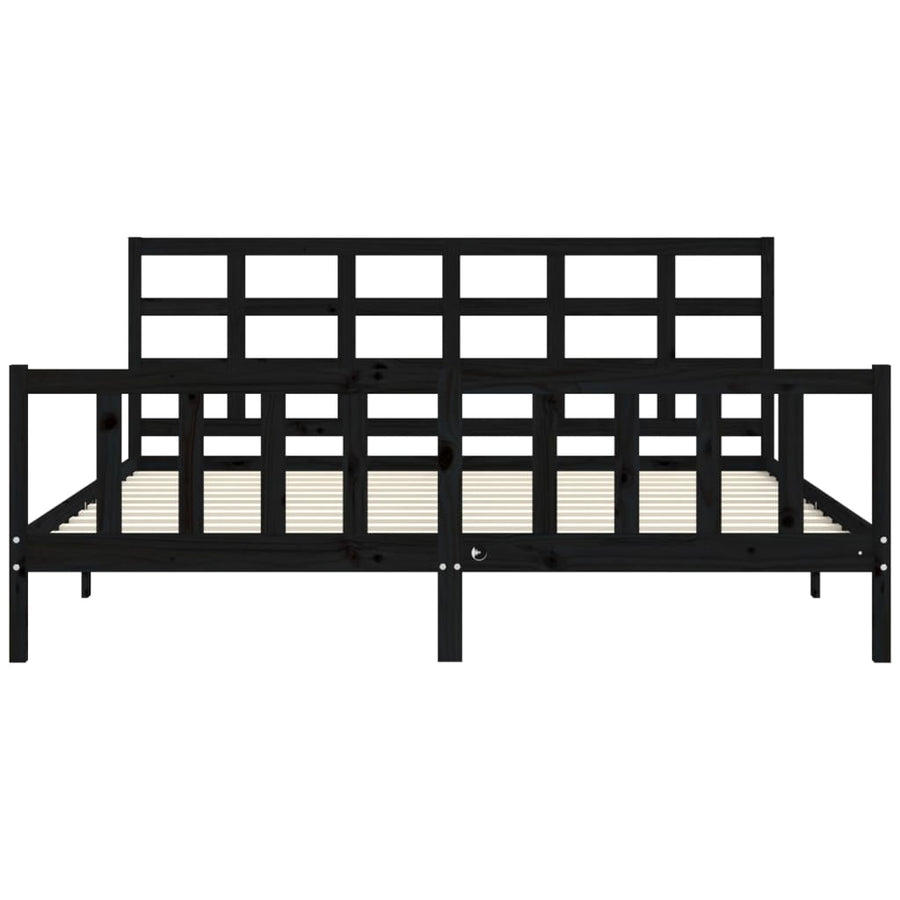 Bedframe Met Hoofdbord Massief Hout 200 x 200 cm Zwart