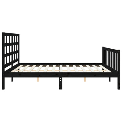 Bedframe Met Hoofdbord Massief Hout 200 x 200 cm Zwart