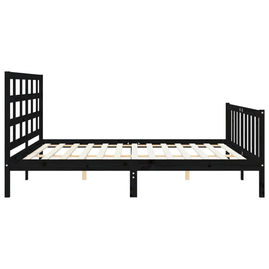 Bedframe Met Hoofdbord Massief Hout 200 x 200 cm Zwart
