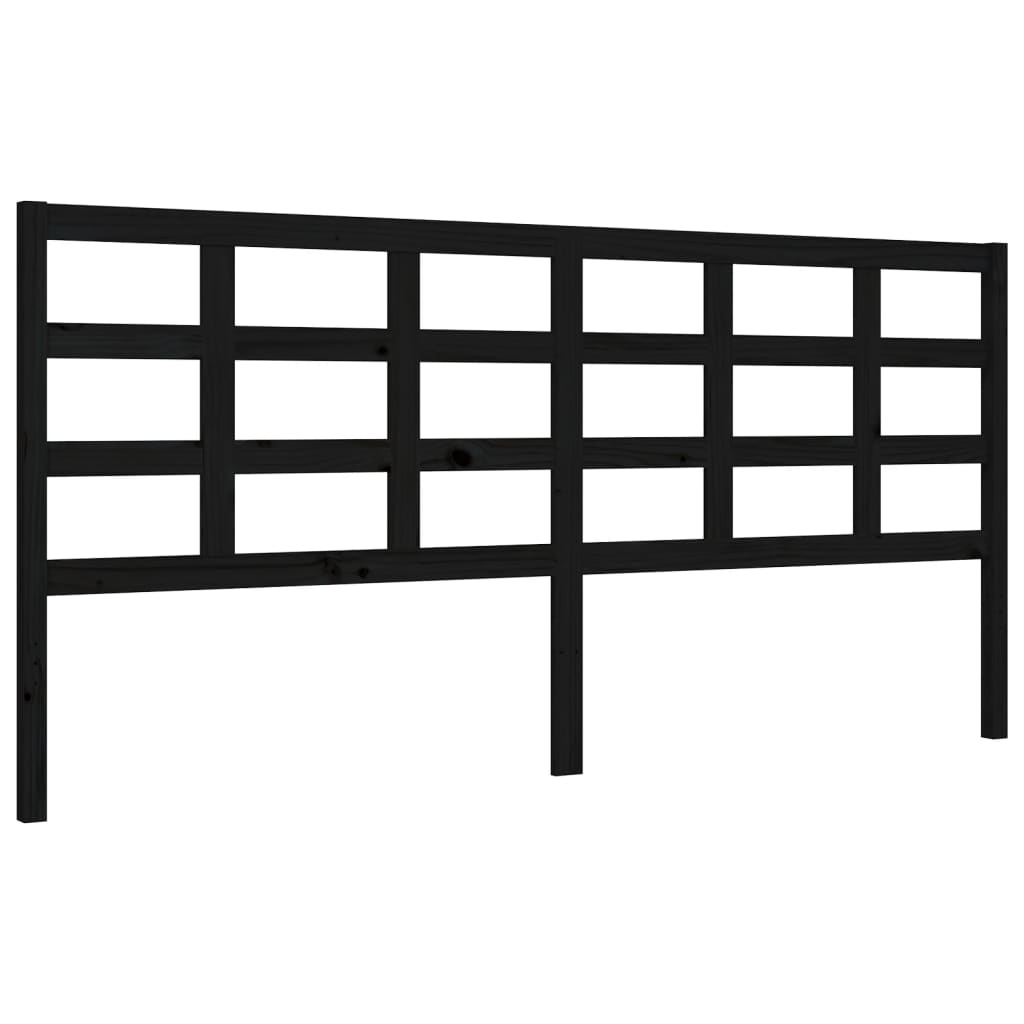 Bedframe Met Hoofdbord Massief Hout 200 x 200 cm Zwart