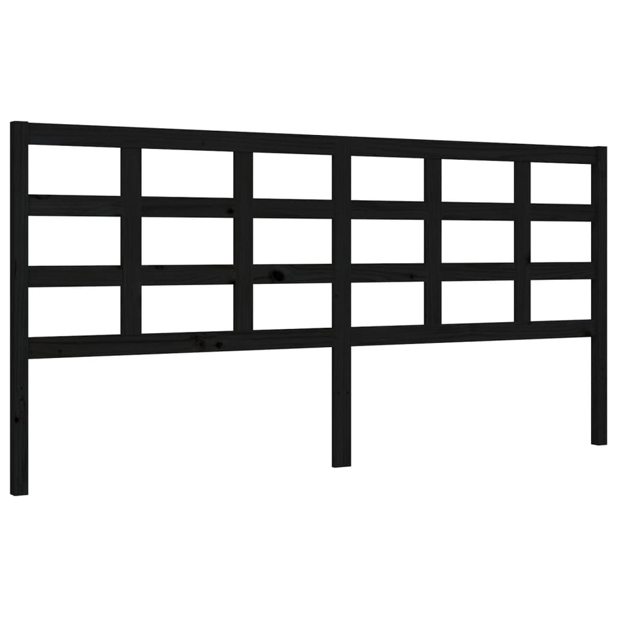 Bedframe Met Hoofdbord Massief Hout 200 x 200 cm Zwart