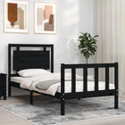 Bed frame with headboard solid wood black