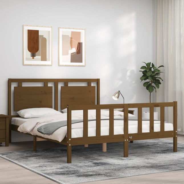 Bedframe Met Hoofdbord Hout 160 x 200 cm Honingbruin