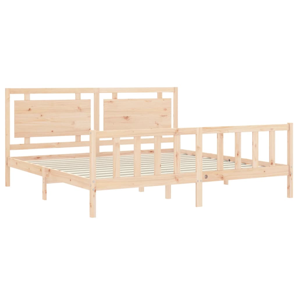Bedframe Met Hoofdbord Massief Hout 180 x 200 cm Naturel