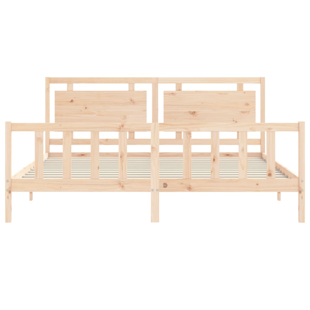 Bedframe Met Hoofdbord Massief Hout 180 x 200 cm Naturel
