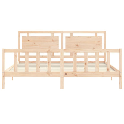 Bedframe Met Hoofdbord Massief Hout 180 x 200 cm Naturel