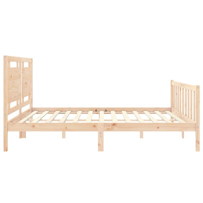 Bedframe Met Hoofdbord Massief Hout 180 x 200 cm Naturel