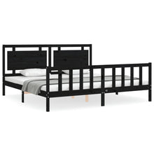Bedframe Met Hoofdbord Massief Hout 200 x 200 cm Zwart