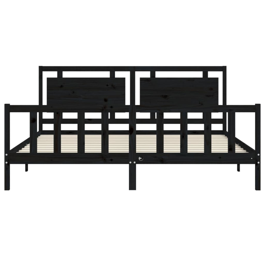 Bedframe Met Hoofdbord Massief Hout 200 x 200 cm Zwart