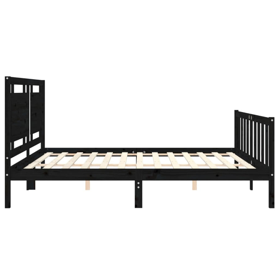 Bedframe Met Hoofdbord Massief Hout 200 x 200 cm Zwart