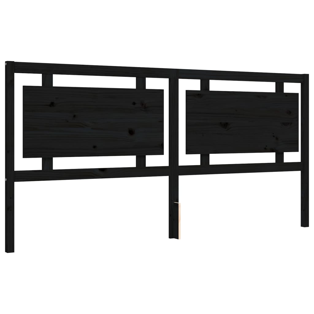 Bedframe Met Hoofdbord Massief Hout 200 x 200 cm Zwart