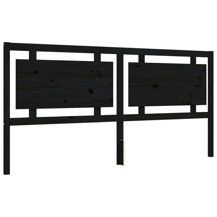 Bedframe Met Hoofdbord Massief Hout 200 x 200 cm Zwart