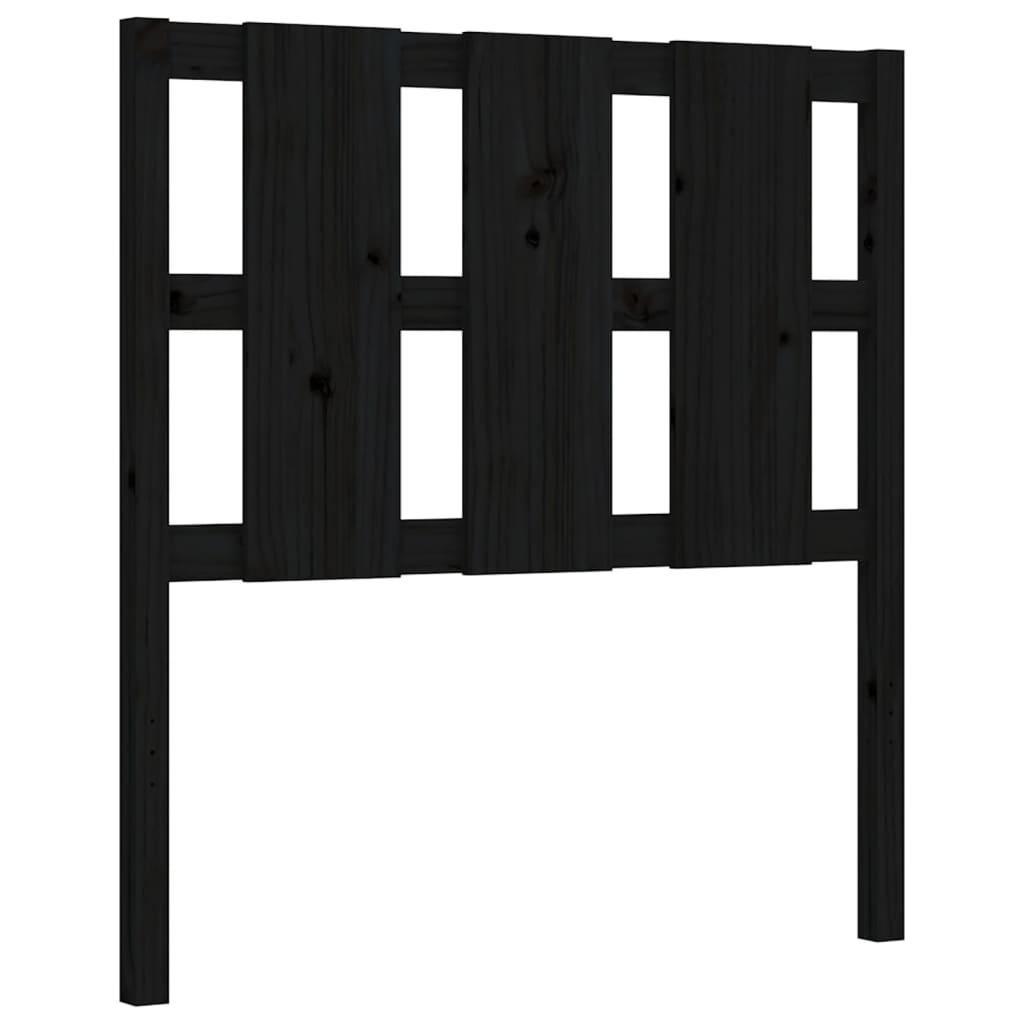 Bedframe Met Hoofdbord Massief Hout 2Ft6 Small Single 75 x 190 cm Zwart