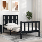 Bed frame with headboard solid wood black