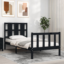 Bedframe Met Hoofdbord Massief Hout 2Ft6 Small Single 75 x 190 cm Zwart