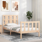 Bedframe met hoofdbord massief hout 100x200 cm 100 x 200 cm Naturel