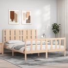 Bedframe Met Hoofdbord Massief Hout 160 x 200 cm Naturel