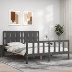 Bedframe Met Hoofdbord Massief Hout 160 x 200 cm Grijs