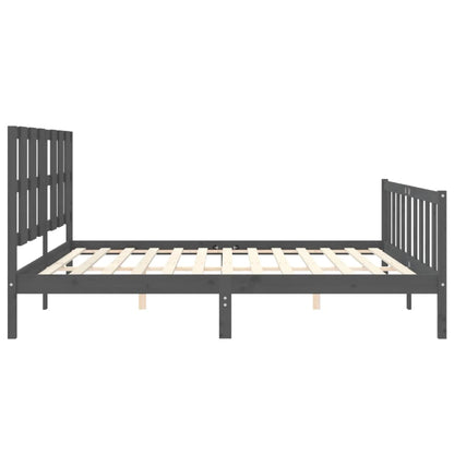 Bedframe Met Hoofdbord Massief Hout 200 x 200 cm Grijs