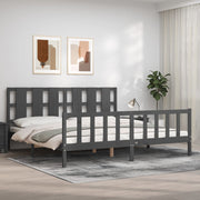 Bedframe massief hout grijs 200x200 cm