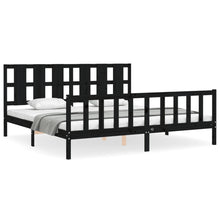 Bedframe Met Hoofdbord Massief Hout 200 x 200 cm Zwart