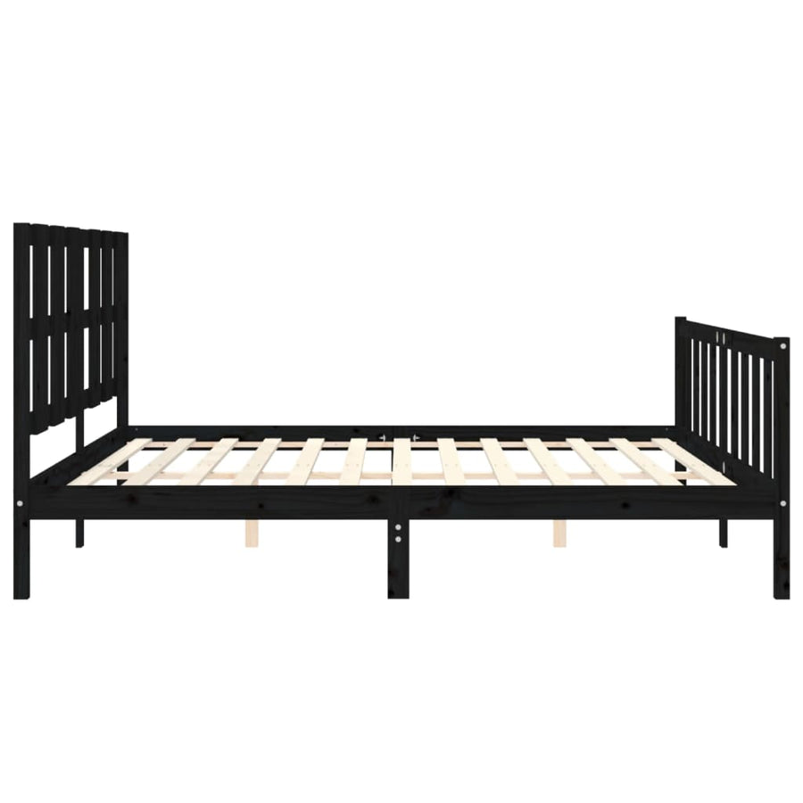 Bedframe Met Hoofdbord Massief Hout 200 x 200 cm Zwart