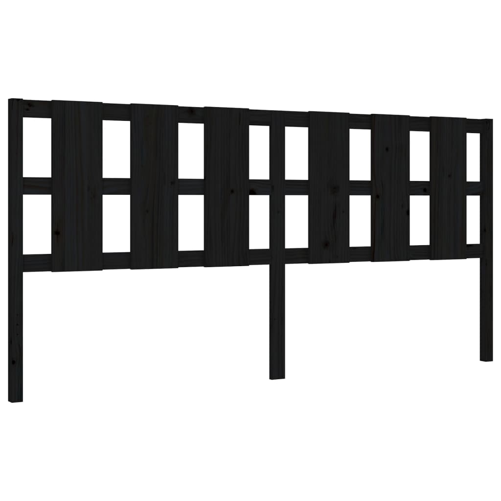 Bedframe Met Hoofdbord Massief Hout 200 x 200 cm Zwart