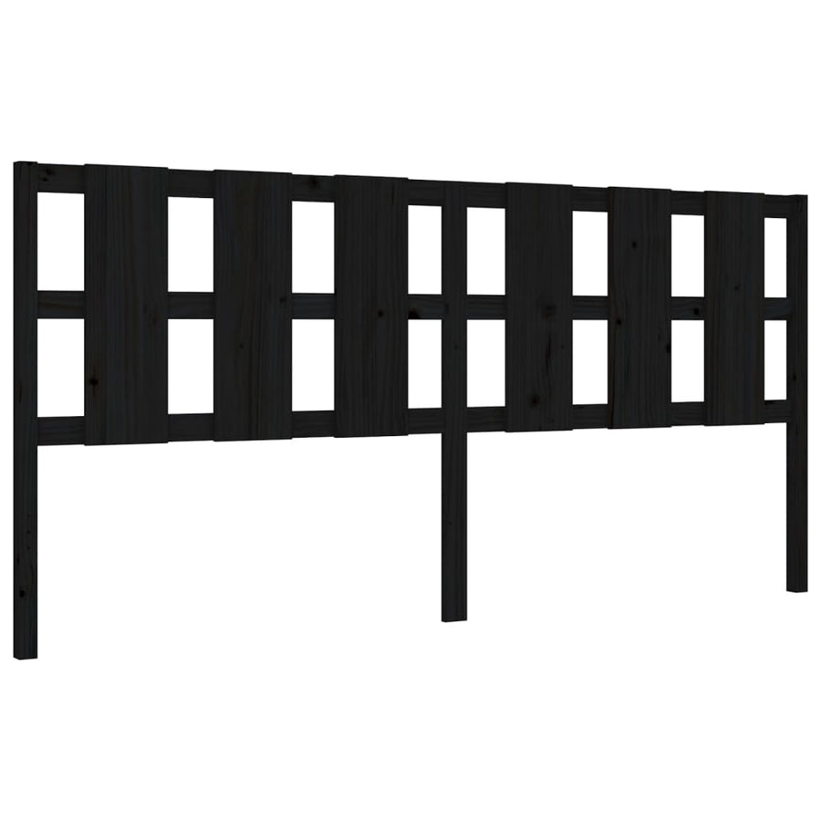 Bedframe Met Hoofdbord Massief Hout 200 x 200 cm Zwart