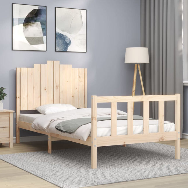 Bedframe Met Hoofdbord Massief Hout 100 x 200 cm Naturel