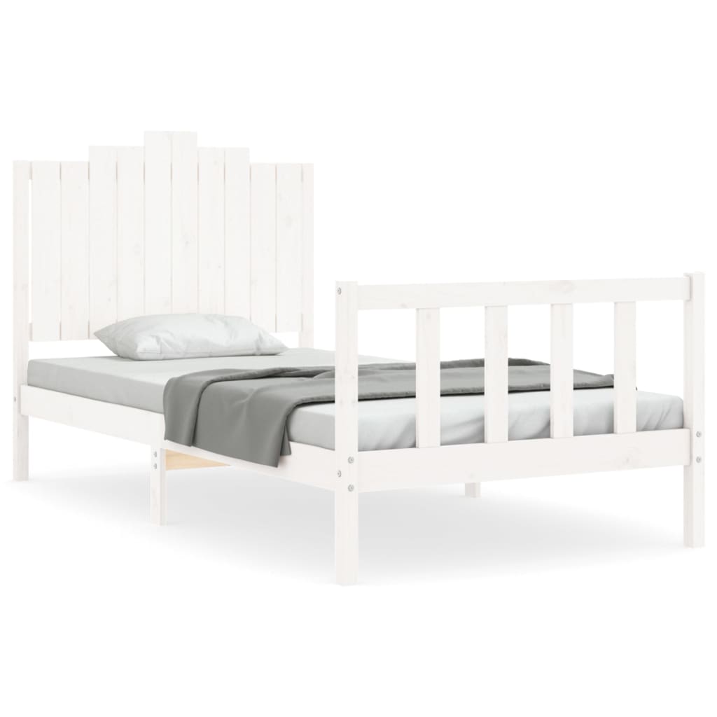 Bedframe Met Hoofdbord Massief Hout 100 x 200 cm Wit