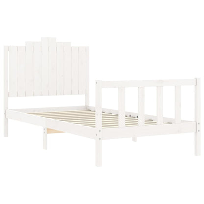 Bedframe Met Hoofdbord Massief Hout 100 x 200 cm Wit