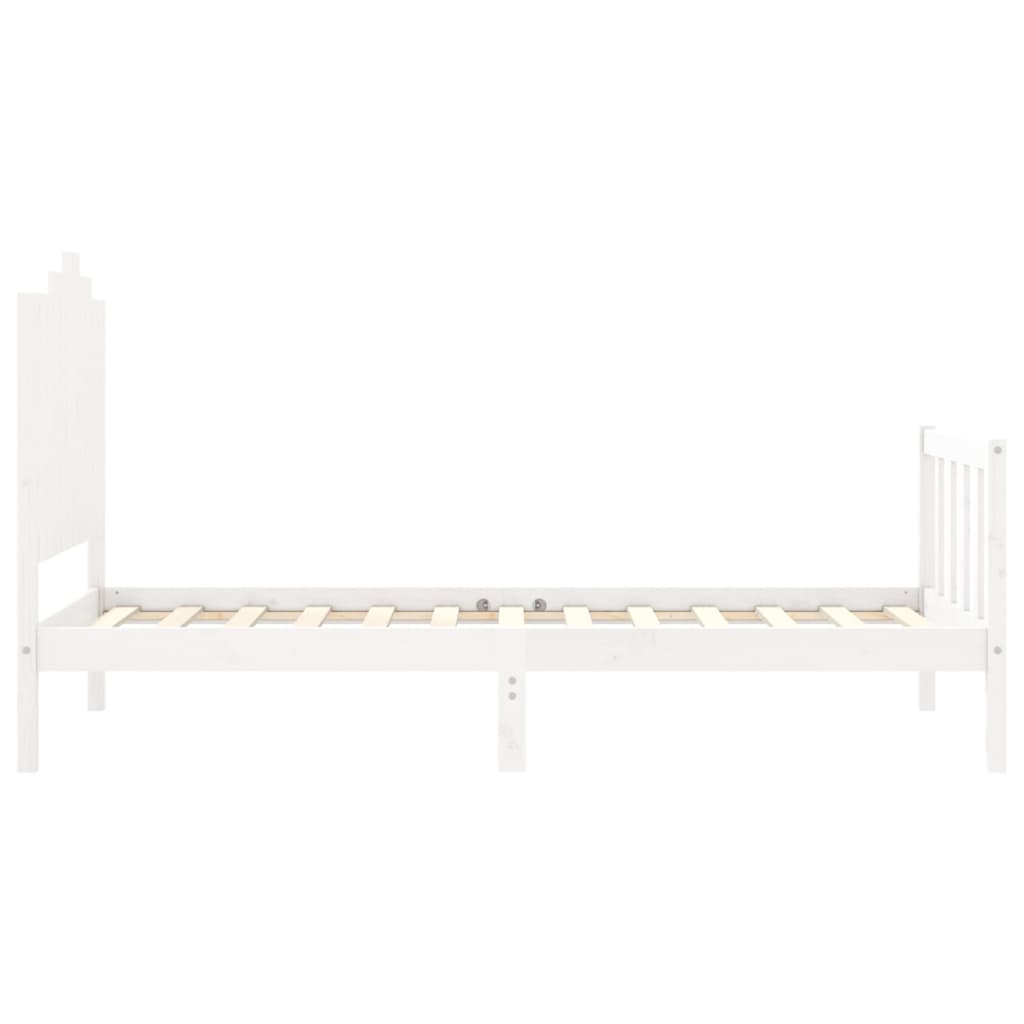 Bedframe Met Hoofdbord Massief Hout 100 x 200 cm Wit