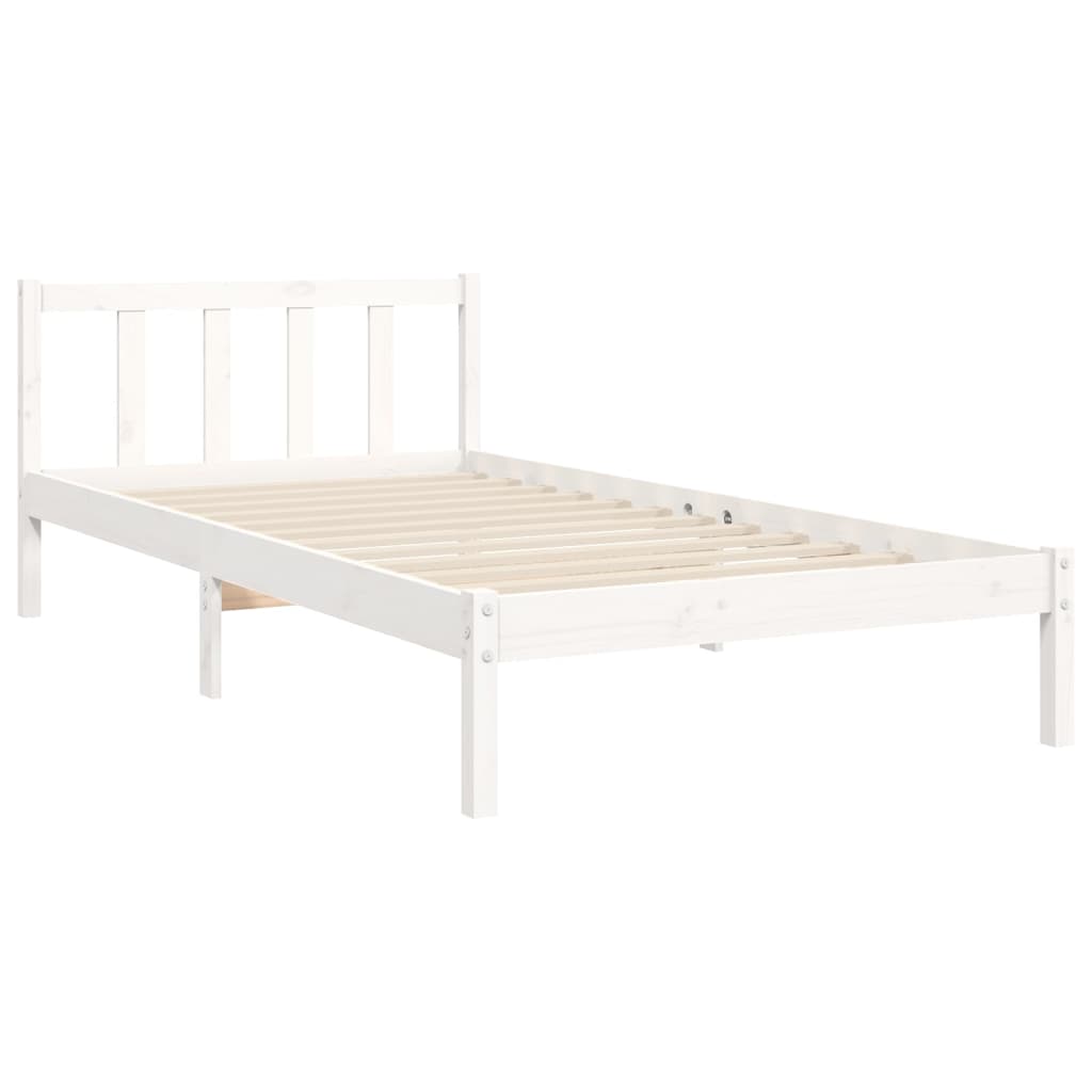 Bedframe Met Hoofdbord Massief Hout 100 x 200 cm Wit