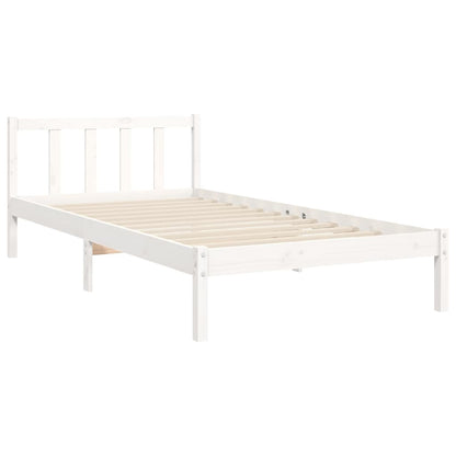 Bedframe Met Hoofdbord Massief Hout 100 x 200 cm Wit