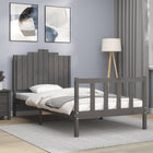 Bedframe Met Hoofdbord Massief Hout 100 x 200 cm Grijs