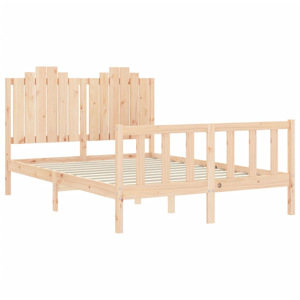 Bedframe Met Hoofdbord Massief Hout 140 x 200 cm Naturel