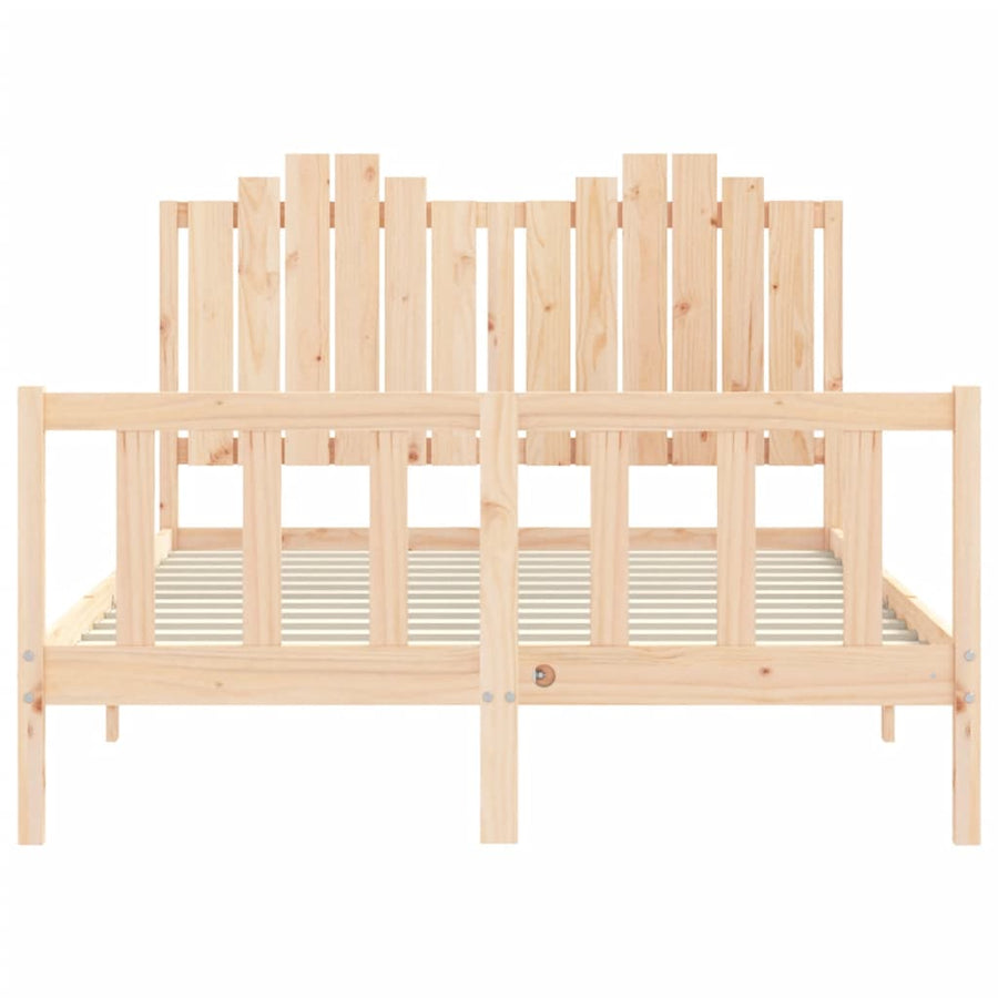 Bedframe Met Hoofdbord Massief Hout 140 x 200 cm Naturel