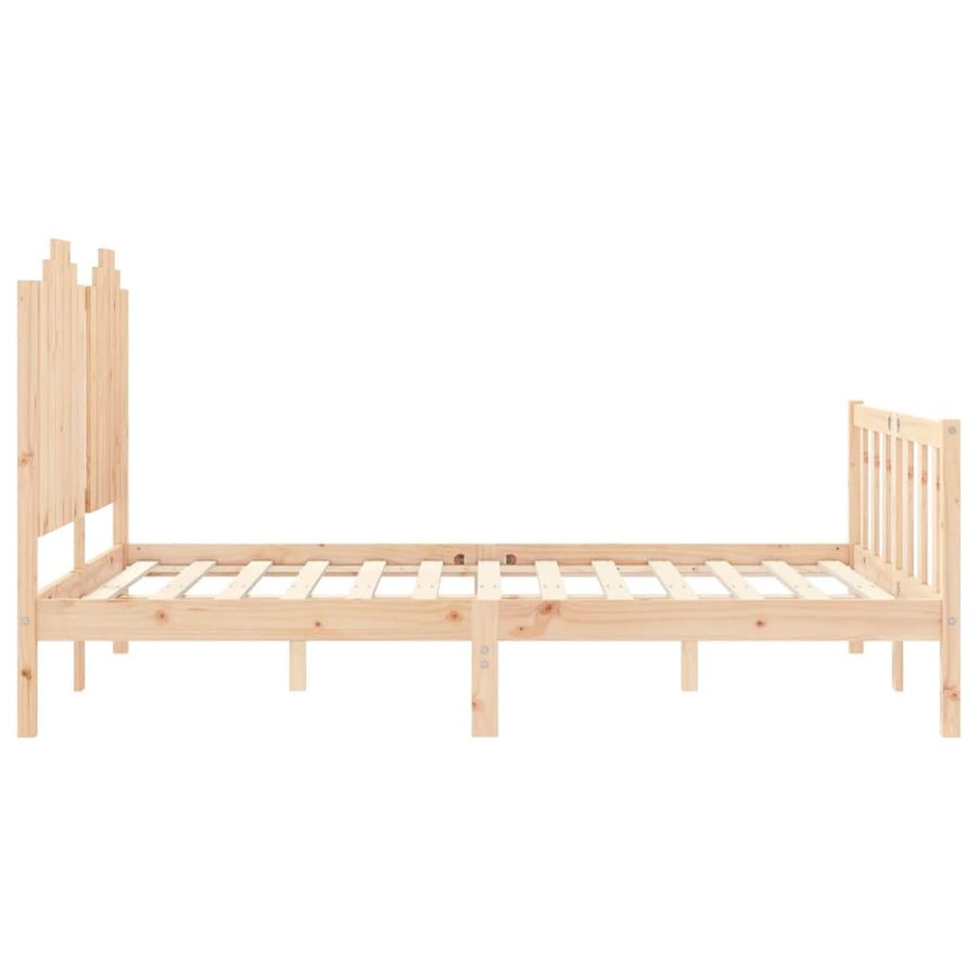 Bedframe Met Hoofdbord Massief Hout 140 x 200 cm Naturel