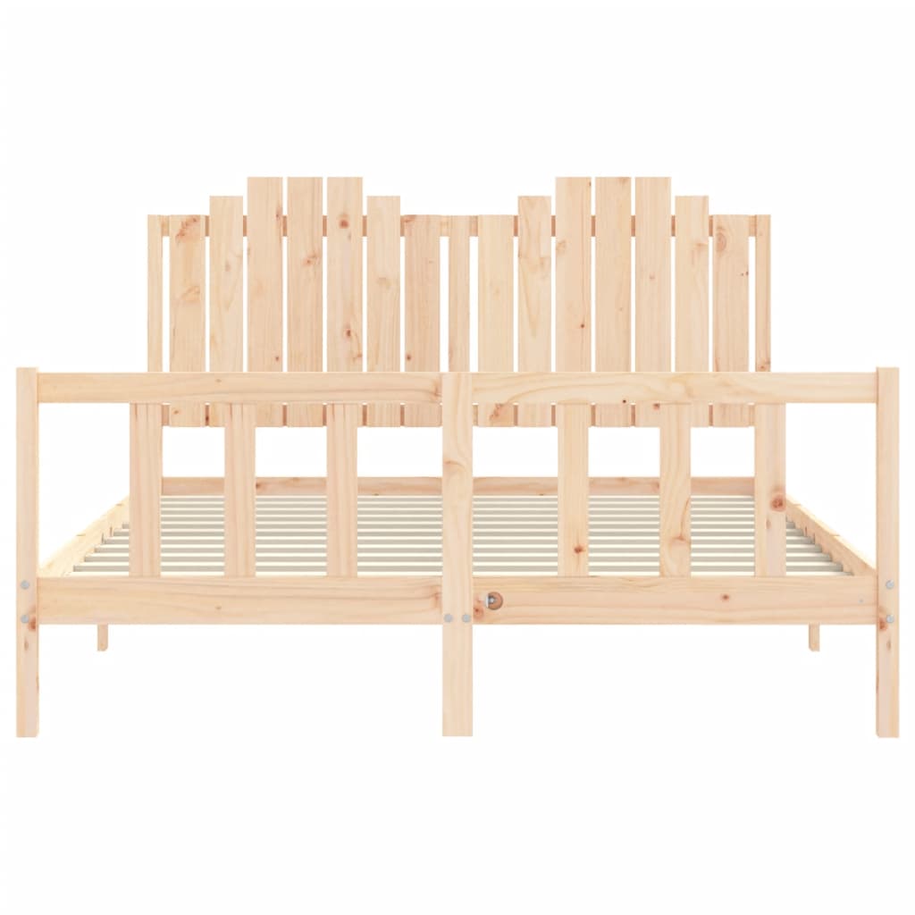 Bedframe Met Hoofdbord Massief Hout 160 x 200 cm Naturel