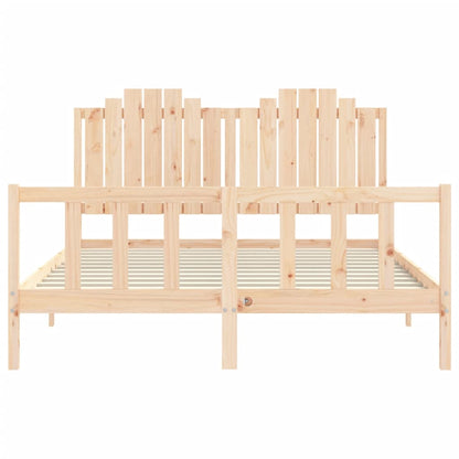 Bedframe Met Hoofdbord Massief Hout 160 x 200 cm Naturel