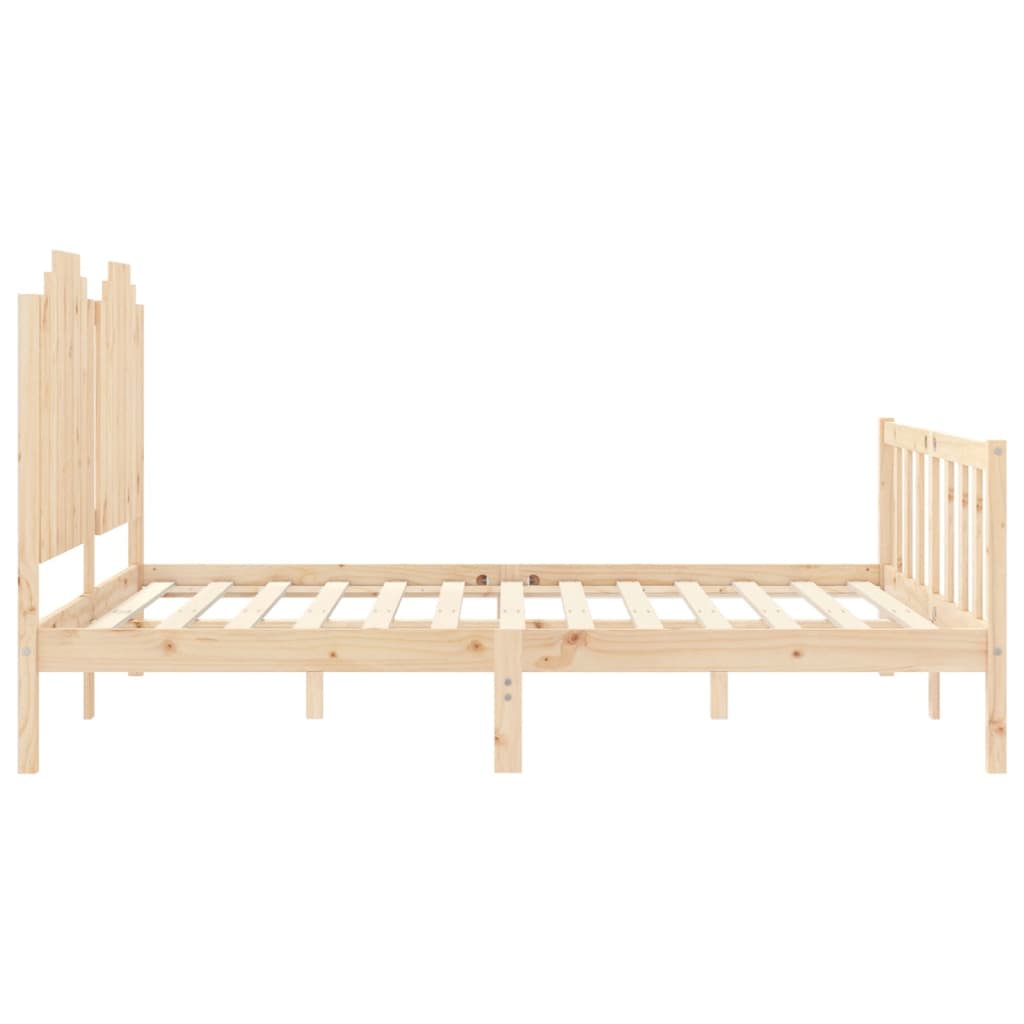 Bedframe Met Hoofdbord Massief Hout 160 x 200 cm Naturel