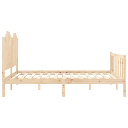 Bedframe Met Hoofdbord Massief Hout 160 x 200 cm Naturel