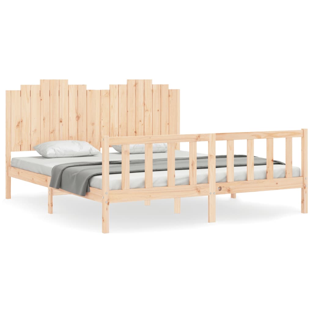 Bedframe met hoofdbord massief hout 180x200 cm