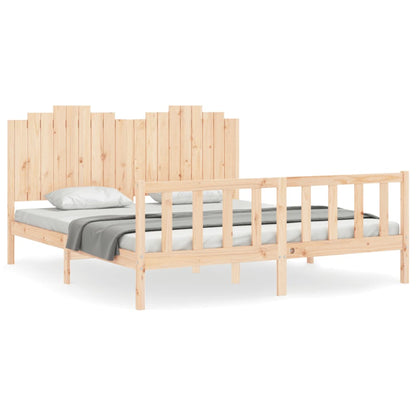 Bedframe met hoofdbord massief hout 180x200 cm